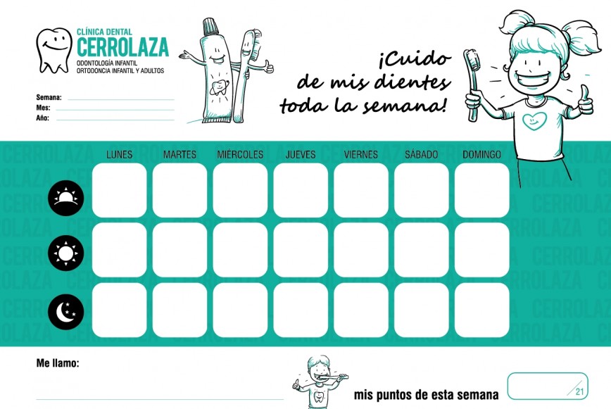 Calendario de lavado de dientes imprimible